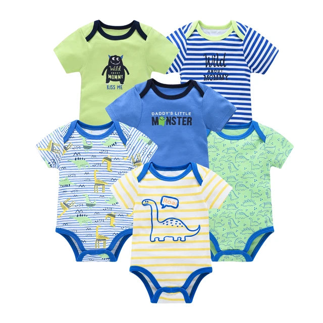 Baby Girls Clothes 3 6 Pcs/Lot Pour Nouveaux Cotton Short Sleeve Girl Bodysuit 0-12 Months Newborn Boys Clothing Toddler