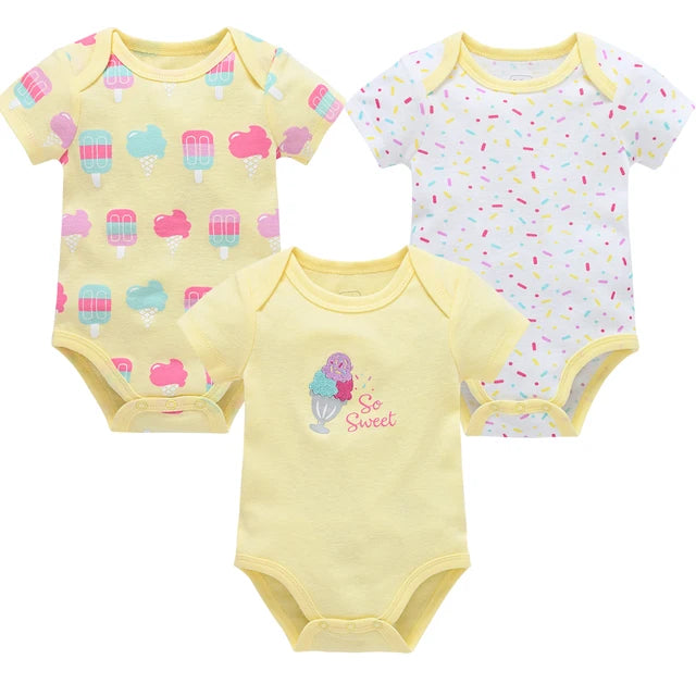 Baby Girls Clothes 3 6 Pcs/Lot Pour Nouveaux Cotton Short Sleeve Girl Bodysuit 0-12 Months Newborn Boys Clothing Toddler
