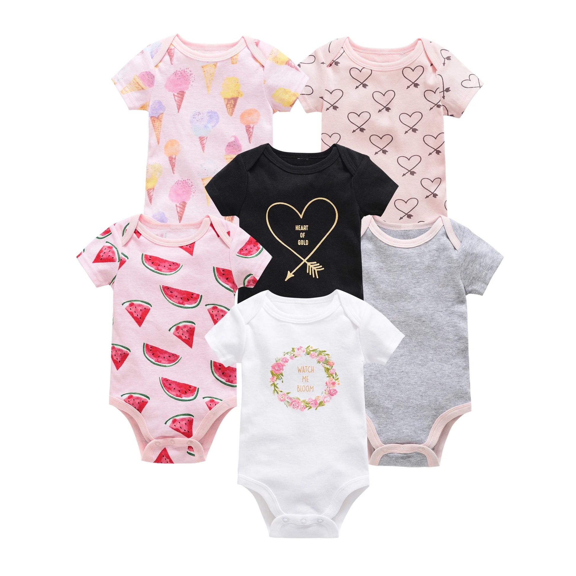 Baby Girls Clothes 3 6 Pcs/Lot Pour Nouveaux Cotton Short Sleeve Girl Bodysuit 0-12 Months Newborn Boys Clothing Toddler
