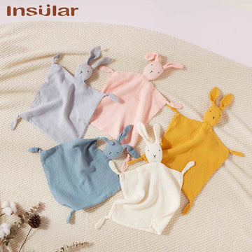 Muslin Baby Comfort Towel Cotton Comforter Blanket Soft Newborn Sleeping Dolls Kids Fashion Sleep Toy Soothe Appease Towel Bibs