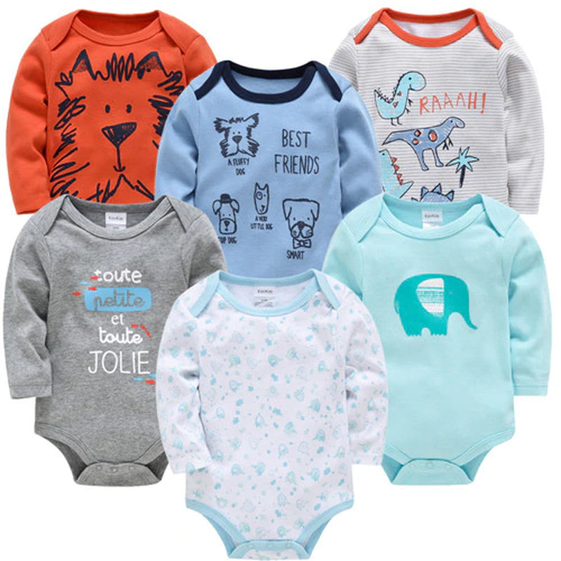Baby Boys Girls Bodysuit 6 PCS 3 PCS Long Sleeve 100% Cotton Baby Clothes 0-12 Months Newborn Body Bebe Jumpsuit Clothing