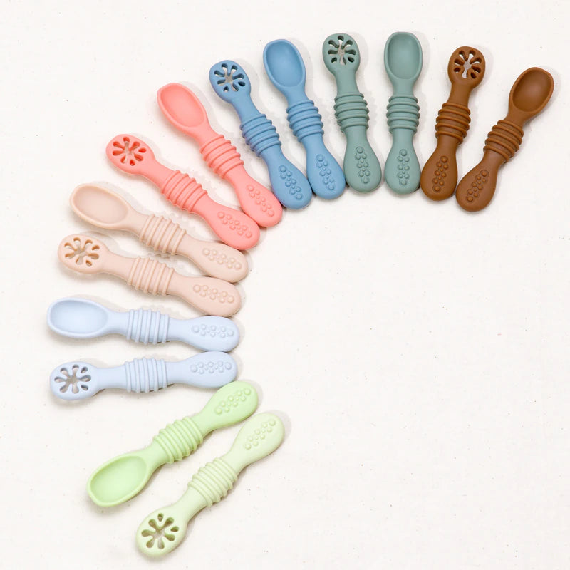 food-grade silicone baby spoon fork set - soft cutlery