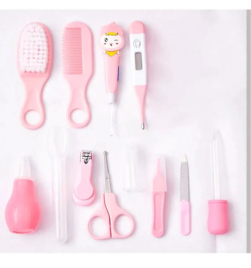 12 Pcs Baby Care Kit Kids Hair Nail Healthcare Thermometer Grooming Brush Kit Clipper Scissors Kid Toiletries