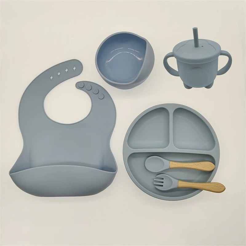 suction cups, forks, spoons, bibs, straws, cups