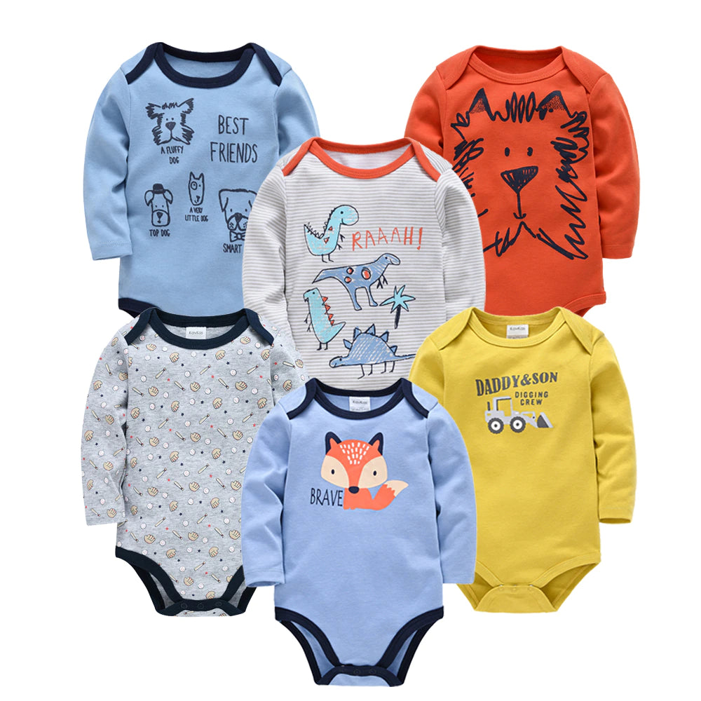 Baby Boys Girls Bodysuit 6 PCS 3 PCS Long Sleeve 100% Cotton Baby Clothes 0-12 Months Newborn Body Bebe Jumpsuit Clothing